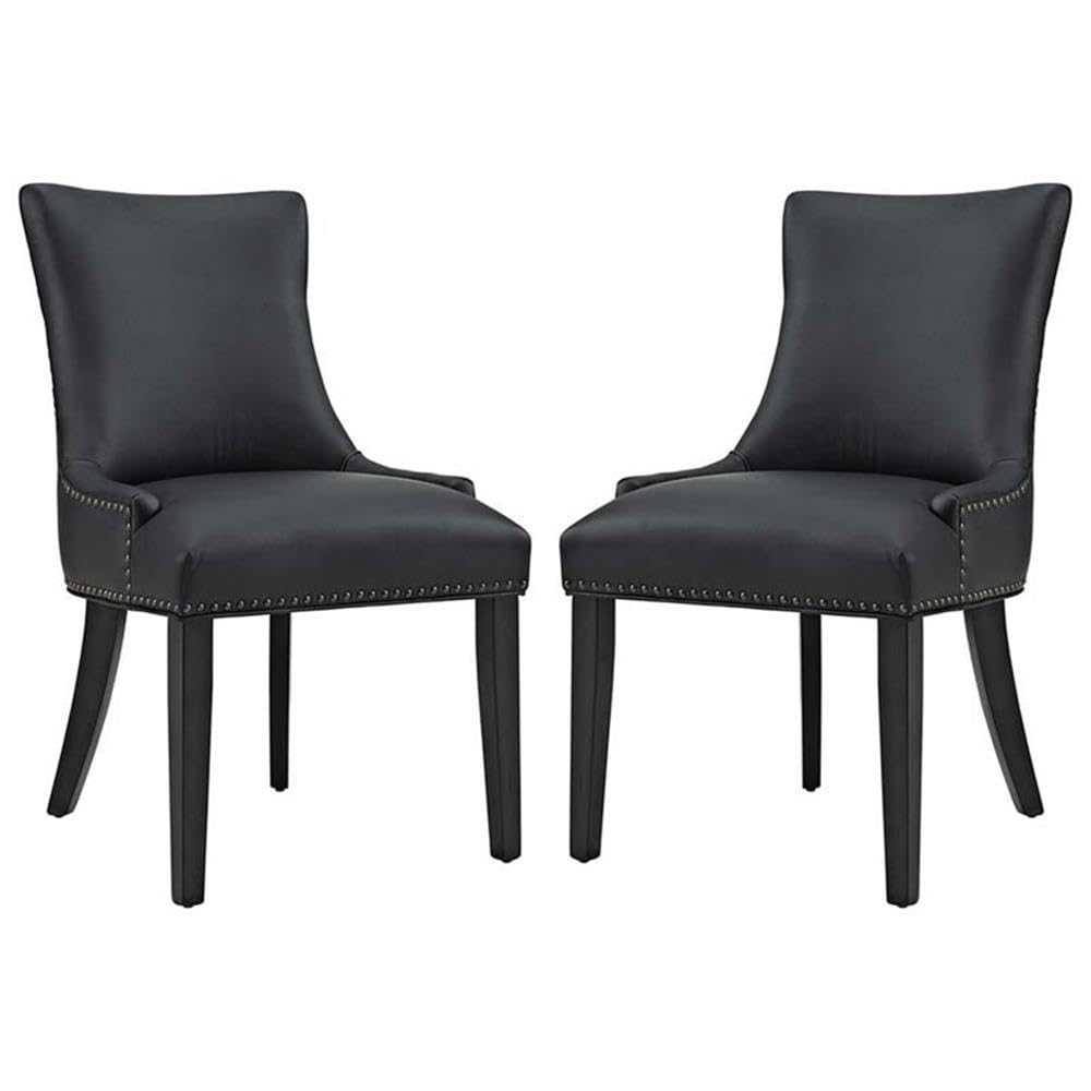 Black Faux Leather Upholstered Dining Chairs J558636