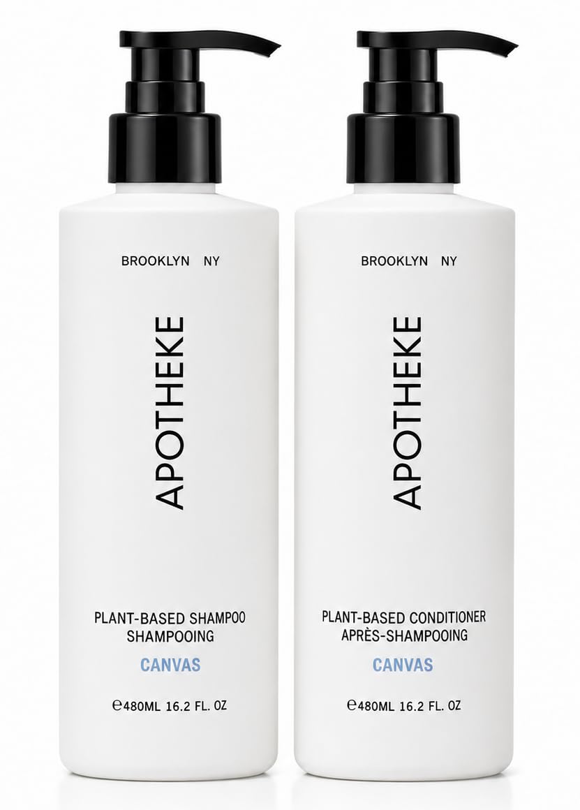 Plant-Based Shampoo and Conditioner Set with Aloe Chamomile Coconut and Jojoba Oils, 16.2 Fl Oz Each L2937