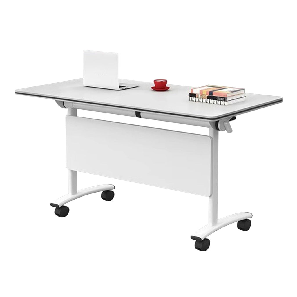 Folding Portable Conference Room Table with Metal Frame and Wheels O347173