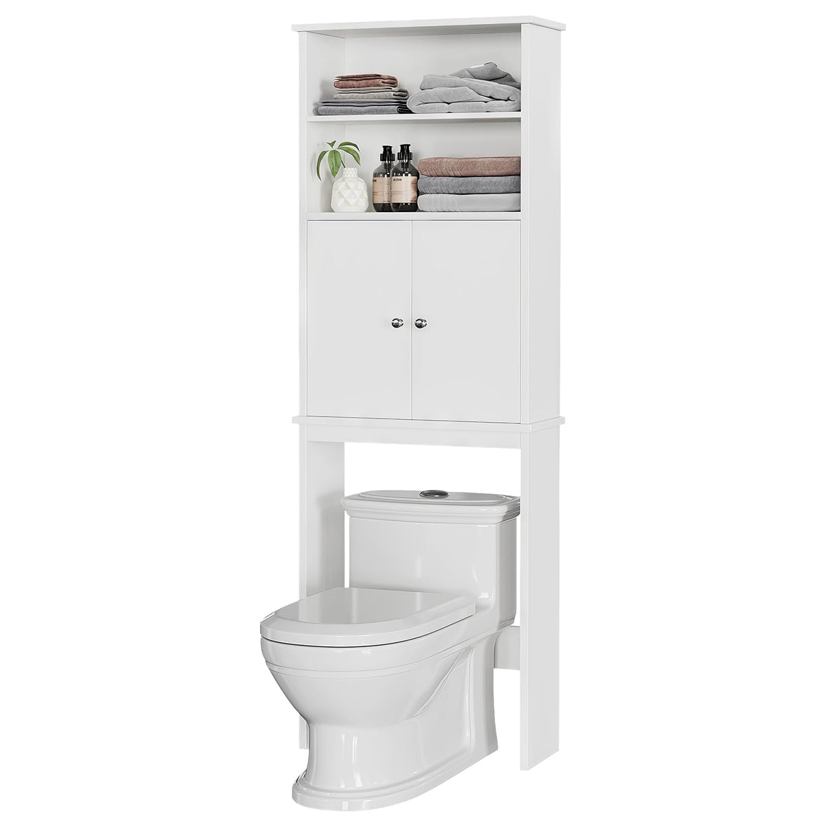 White Over the Toilet Storage Cabinet with Adjustable Shelf A263
