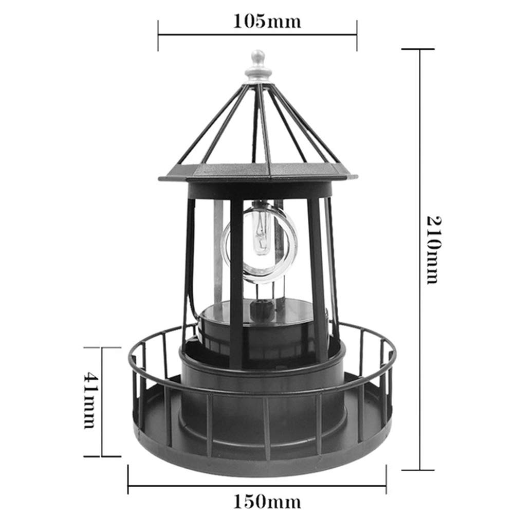Black Wrought Iron Solar Lighthouse Y717