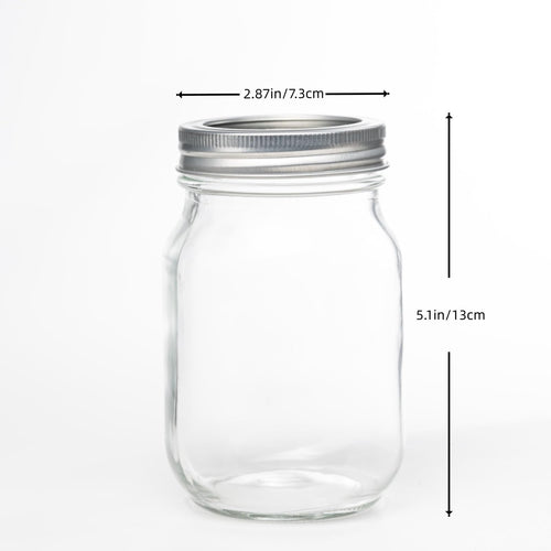 12 Pcs 16oz Regular Mouth Glass Mason Jars with Lids and Rings C6899
