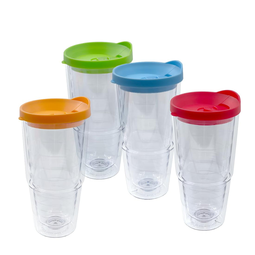 20 oz 4 Pack Double Wall Clear Acrylic Tumbler Cups with Lids R141808