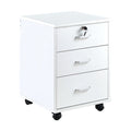 White 3 Drawer Rolling Wood File Cabinet P10188