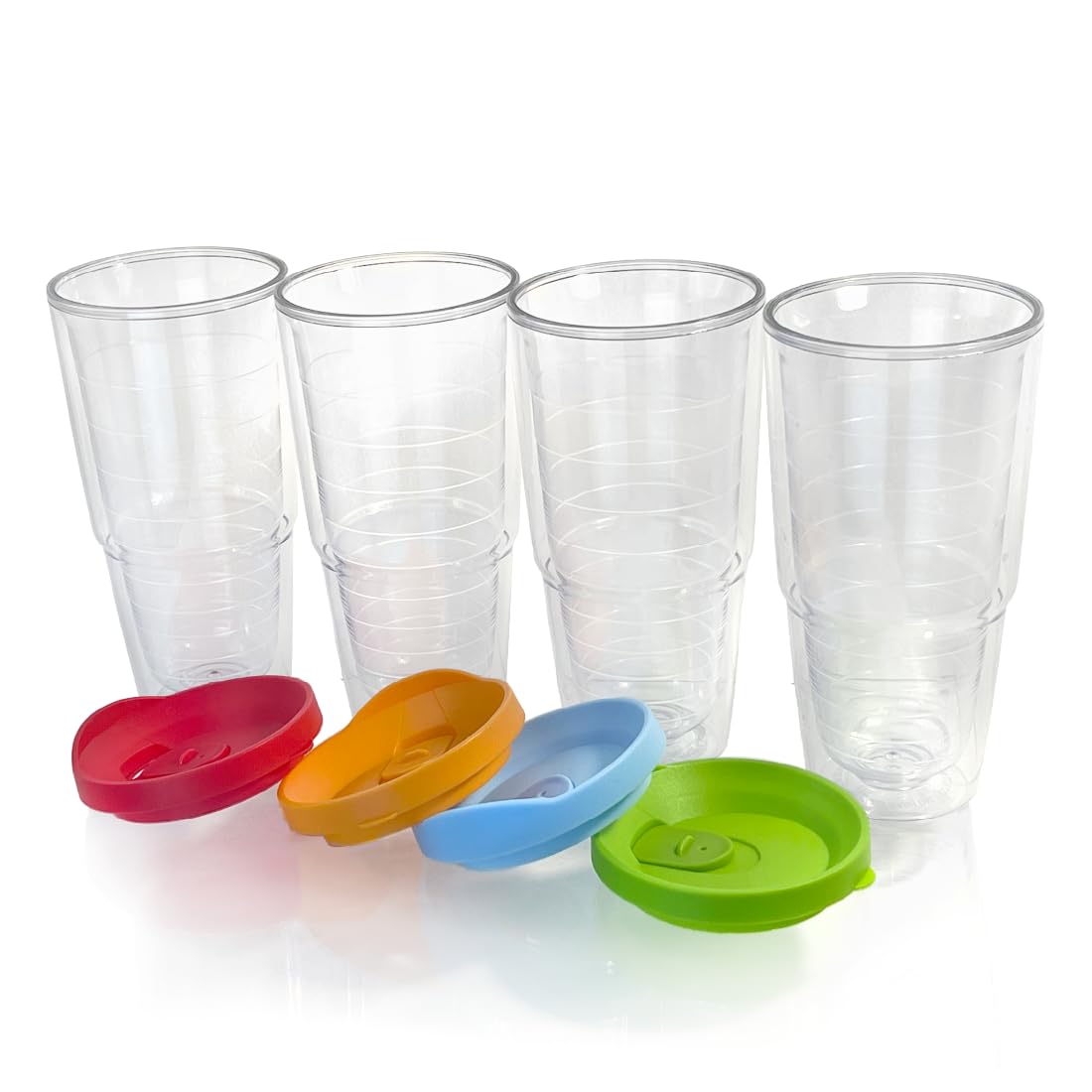 20 oz 4 Pack Double Wall Clear Acrylic Tumbler Cups with Lids R141808