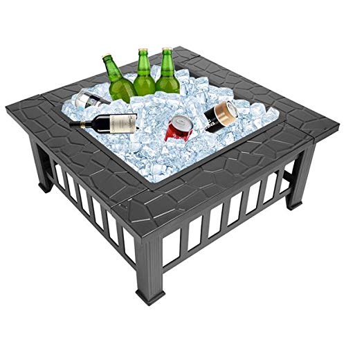 32-Inch Square Wood Burning Portable Metal Fire Pit N14122