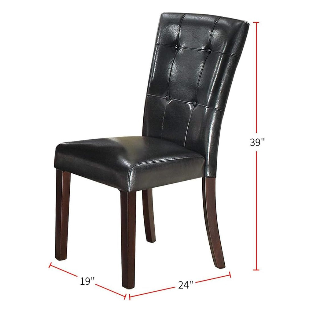 Black Faux Leather Tufted Parson Chairs Set of 2 R373