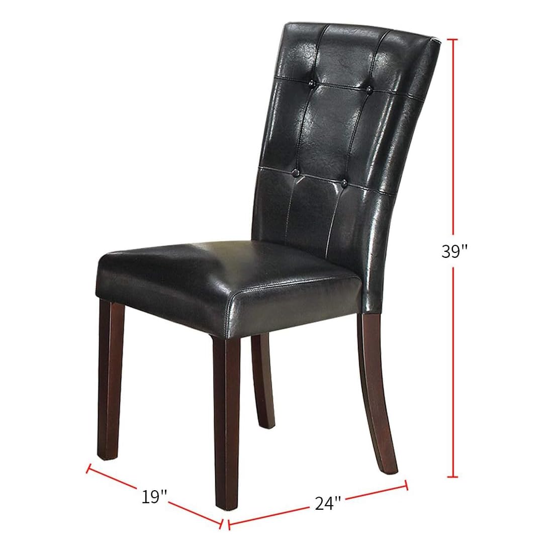 Black Faux Leather Tufted Parson Chairs Set of 2 R373