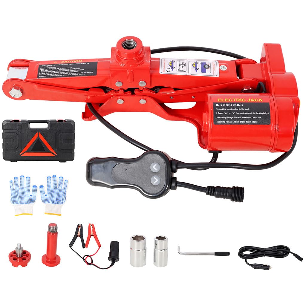 12V 3 Ton Electric Car Jack with Lug Wrench and Carrying Case A469