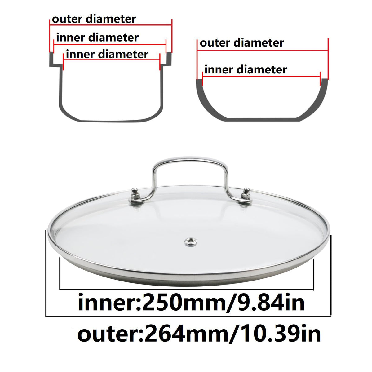10 Inch Tempered Glass Pot Lid C3023