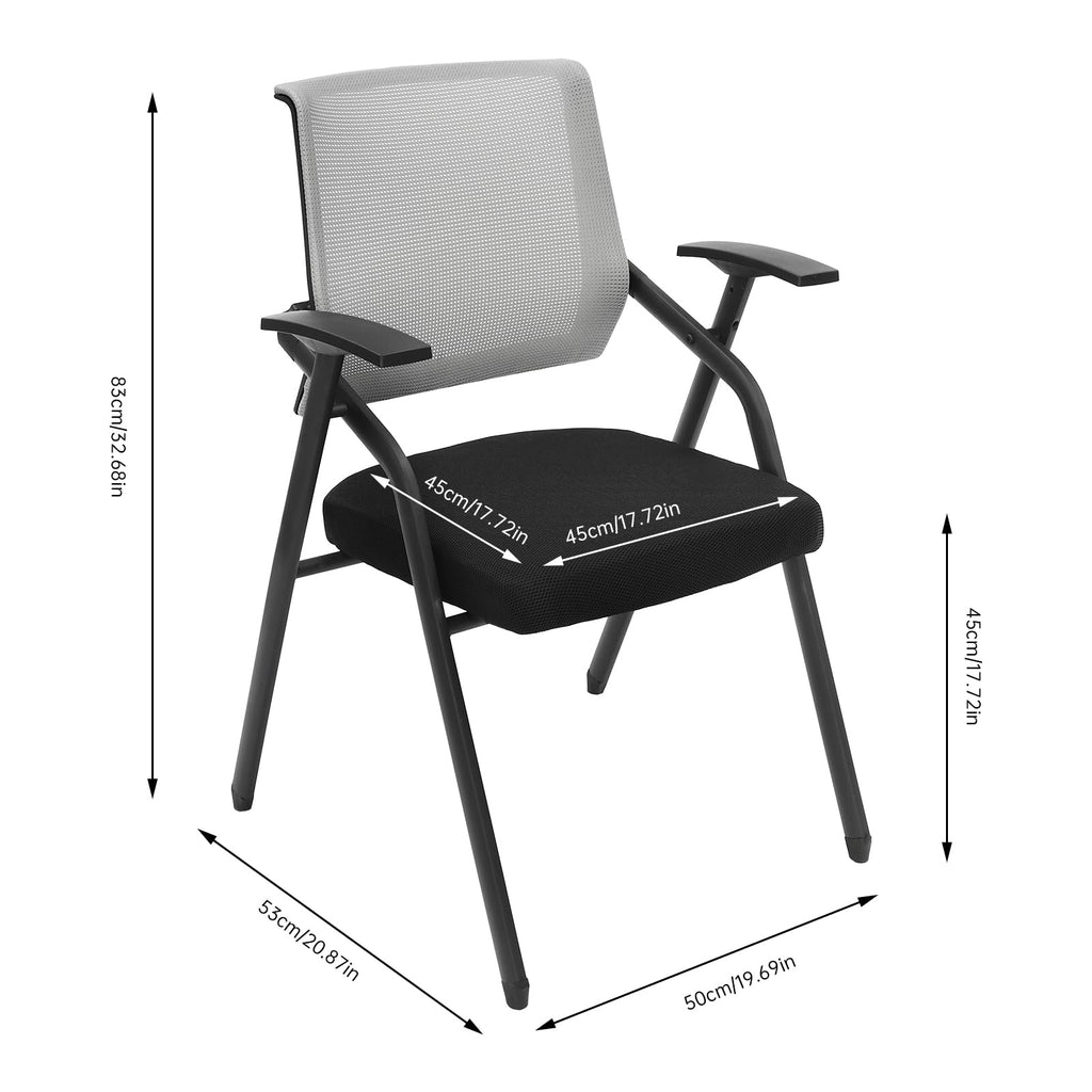 Grey Stackable Folding Mesh Office Chair with Arms B926614