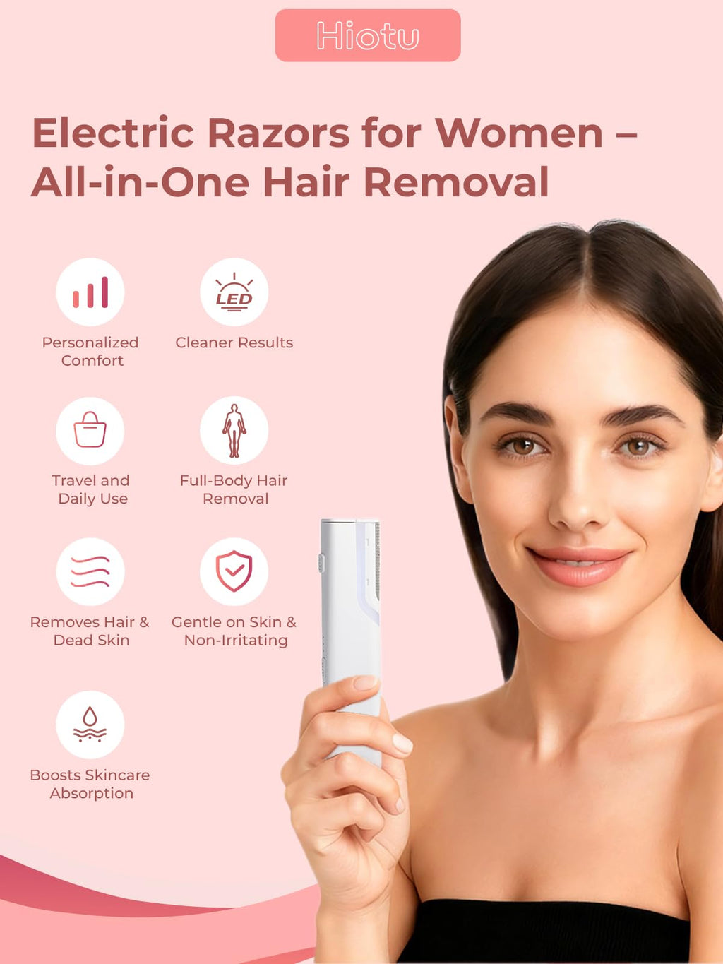 Electric 3-Speed Facial Razor with LED Light P2421