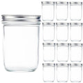 12 Pc 16 oz Wide Mouth Glass Mason Jars with Lids L8256