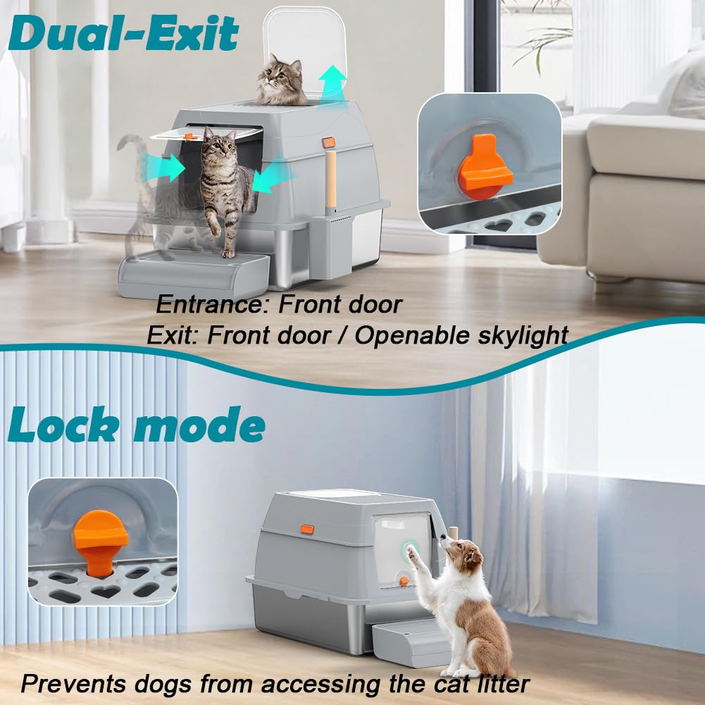 XL Stainless Steel Litter Box with Lid B19579