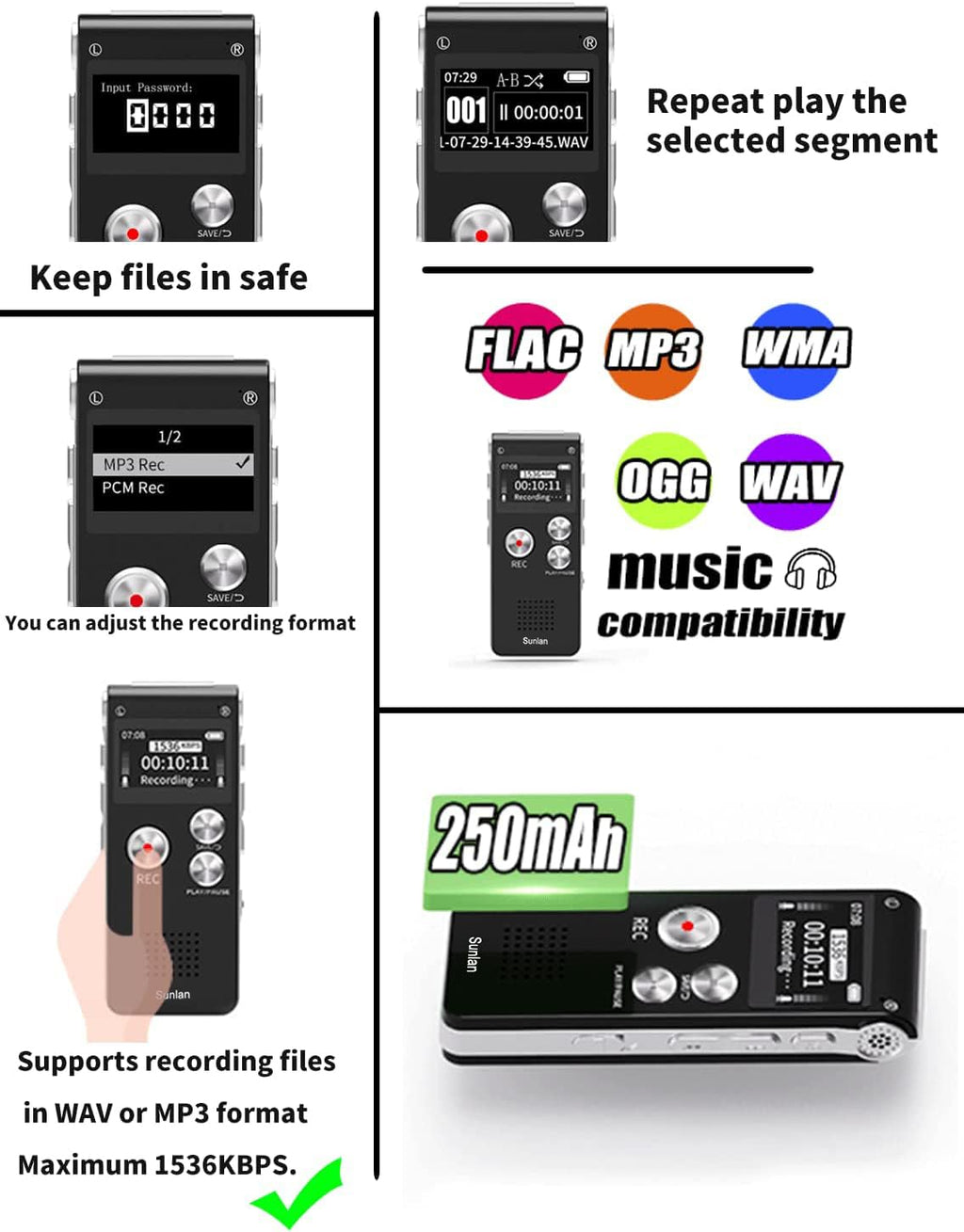 16GB Voice Recorder with Playback V905