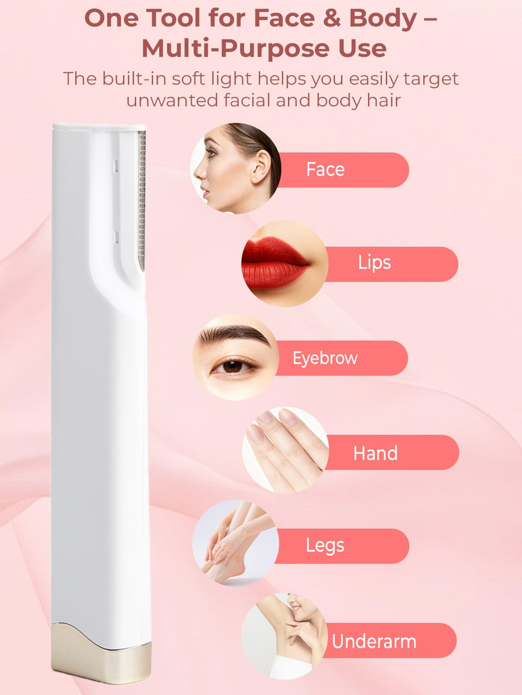 Electric 3-Speed Facial Razor with LED Light P2421
