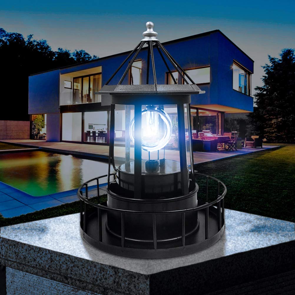 Black Wrought Iron Solar Lighthouse Y717