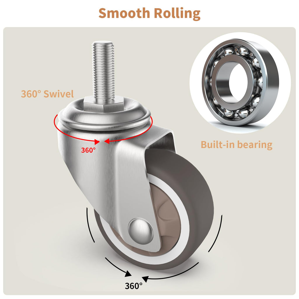 1.25" M6 Swivel Casters, 4 Pcs G600333
