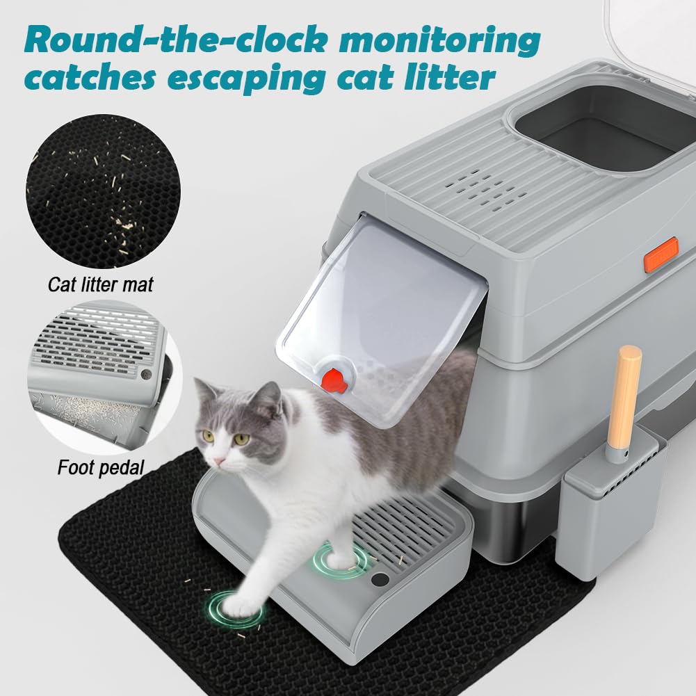 XL Stainless Steel Litter Box with Lid B19579