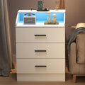White 3 Drawer Nightstand with Charging Station J6222