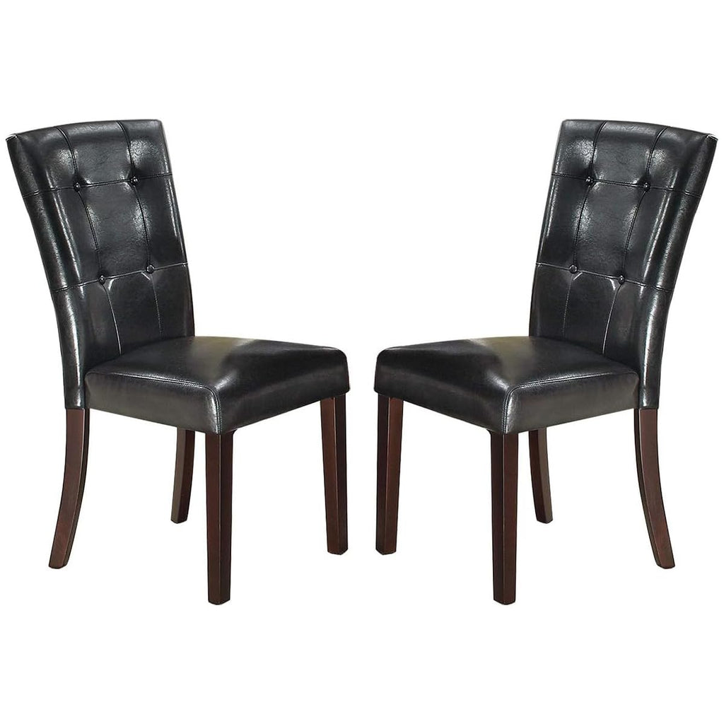 Black Faux Leather Tufted Parson Chairs Set of 2 R373