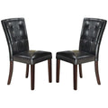 Black Faux Leather Tufted Parson Chairs Set of 2 R373