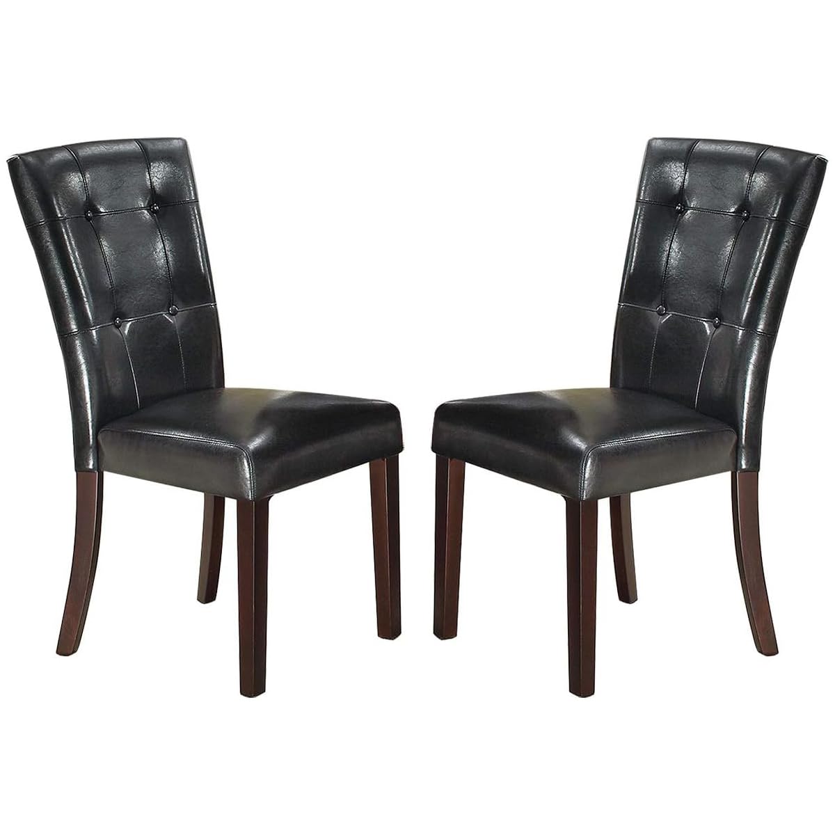 Black Faux Leather Tufted Parson Chairs Set of 2 R373