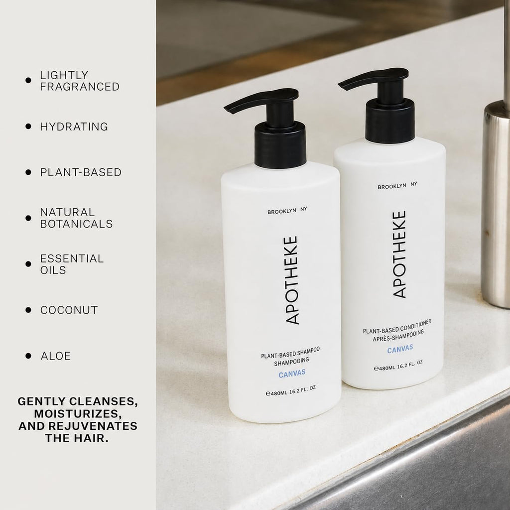 Plant-Based Shampoo and Conditioner Set with Aloe Chamomile Coconut and Jojoba Oils, 16.2 Fl Oz Each L2937