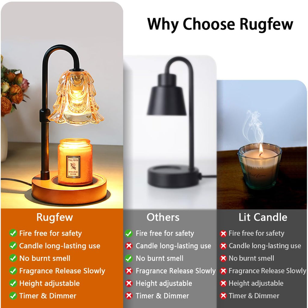 Candle Warmer Lamp with Timer Dimmer Adjustable Height Black F63259