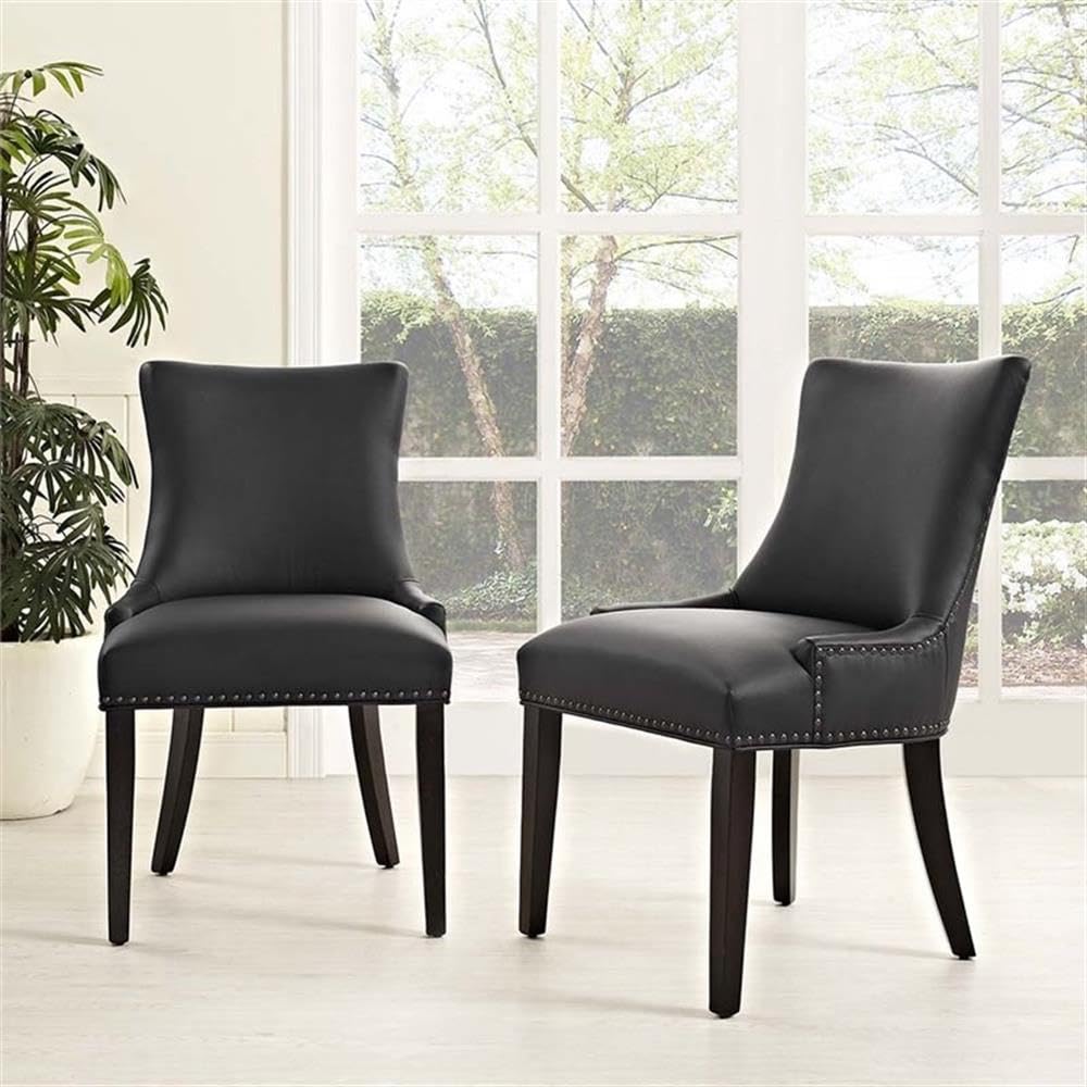 Black Faux Leather Upholstered Dining Chairs J558636