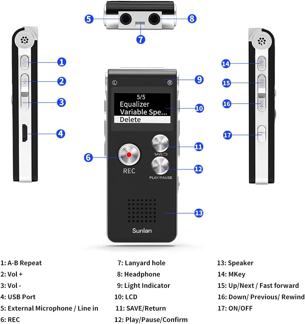 16GB Voice Recorder with Playback V905
