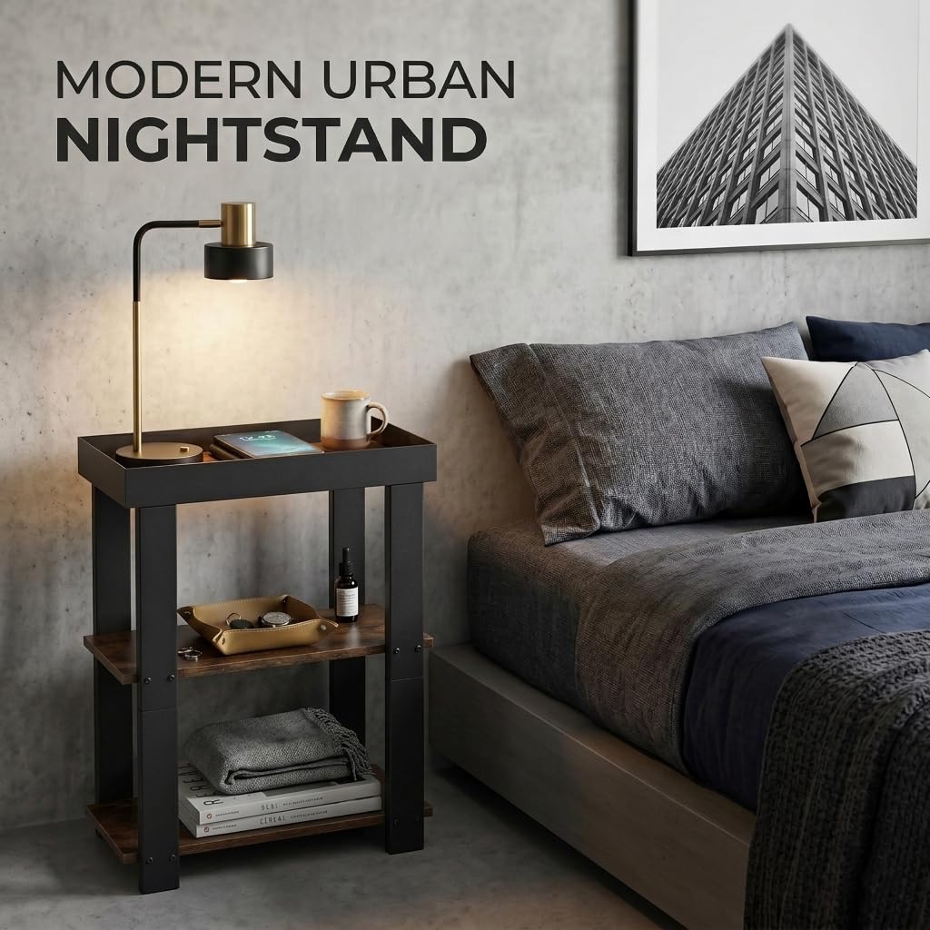 Rustic Brown 3-Tier Narrow Side Table X759
