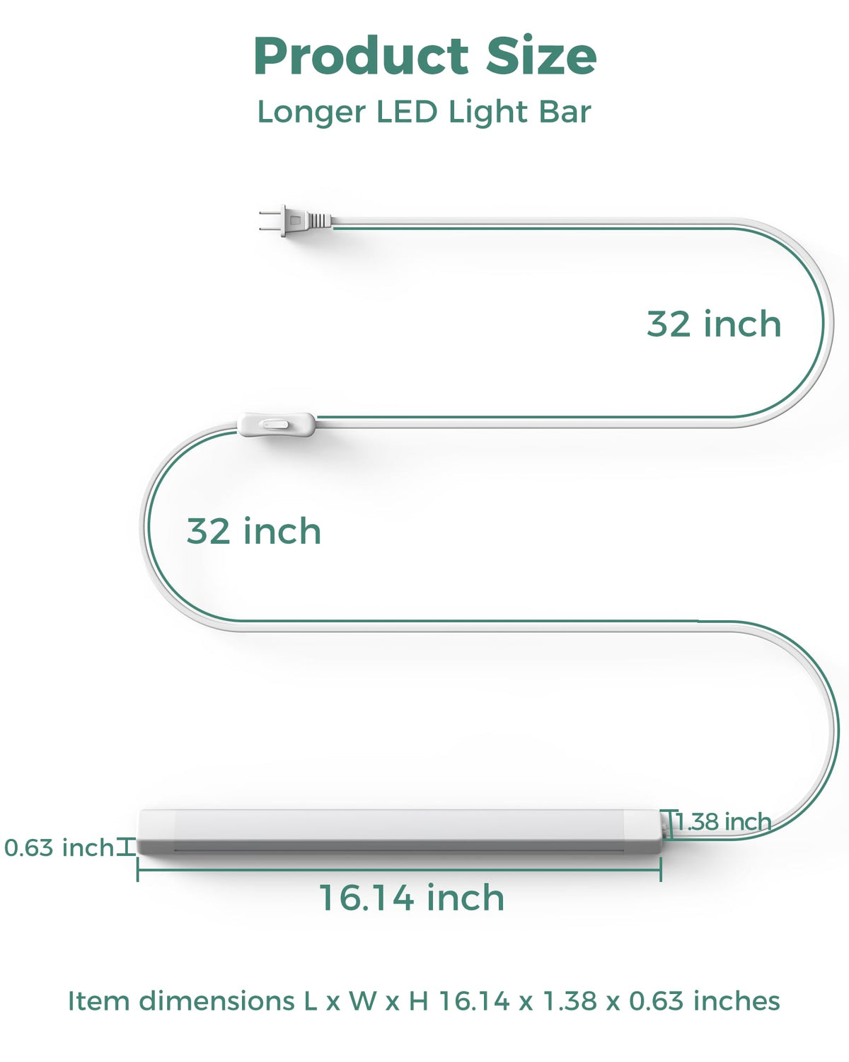 16" Under Cabinet LED Lights Plug in Workbench Light 700LM 2700K R965