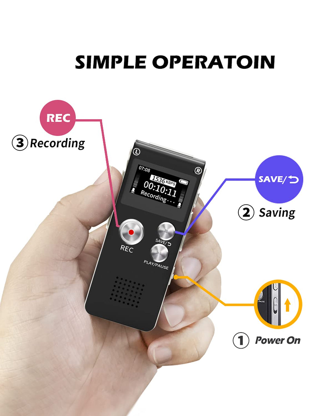 16GB Voice Recorder with Playback V905