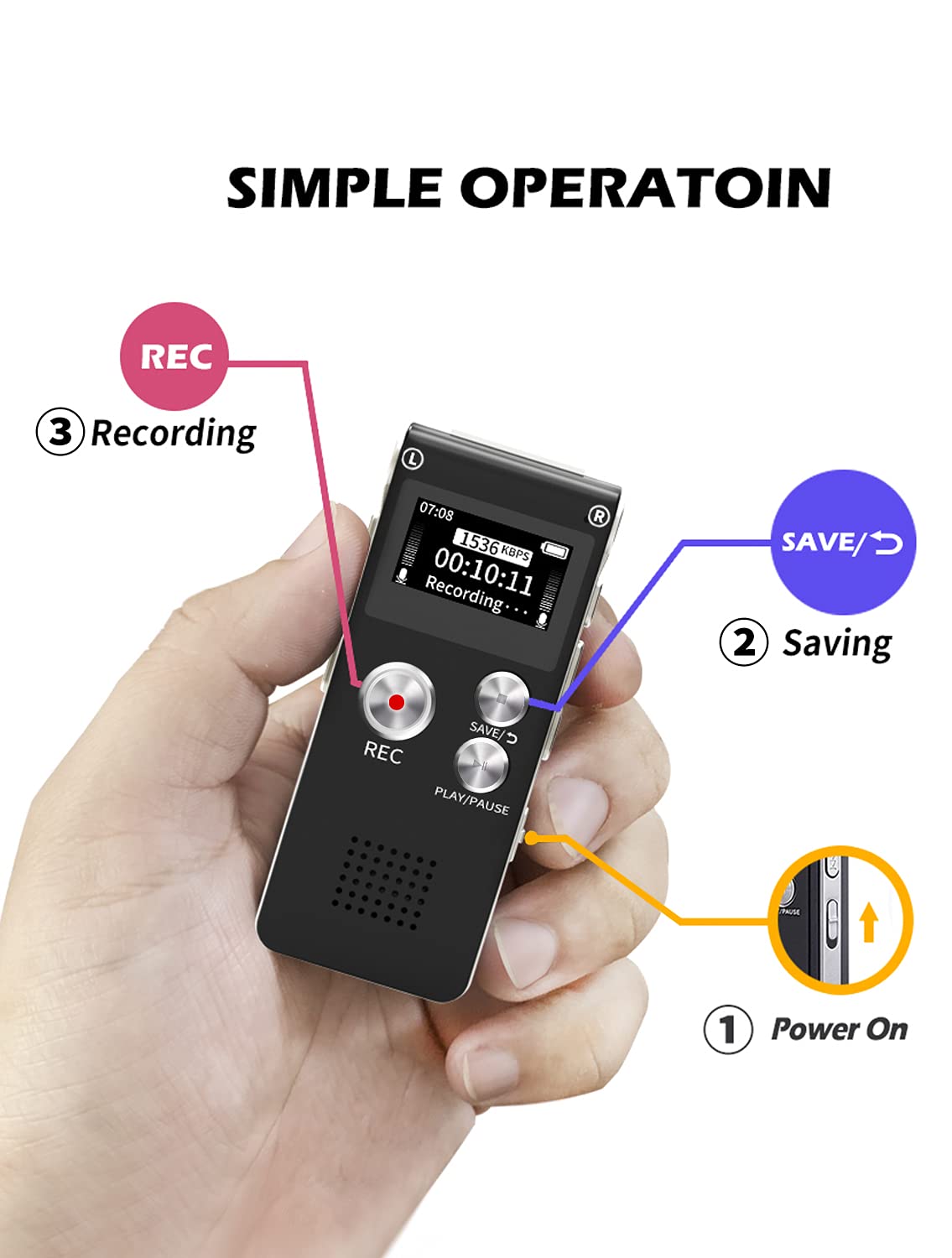 16GB Voice Recorder with Playback V905