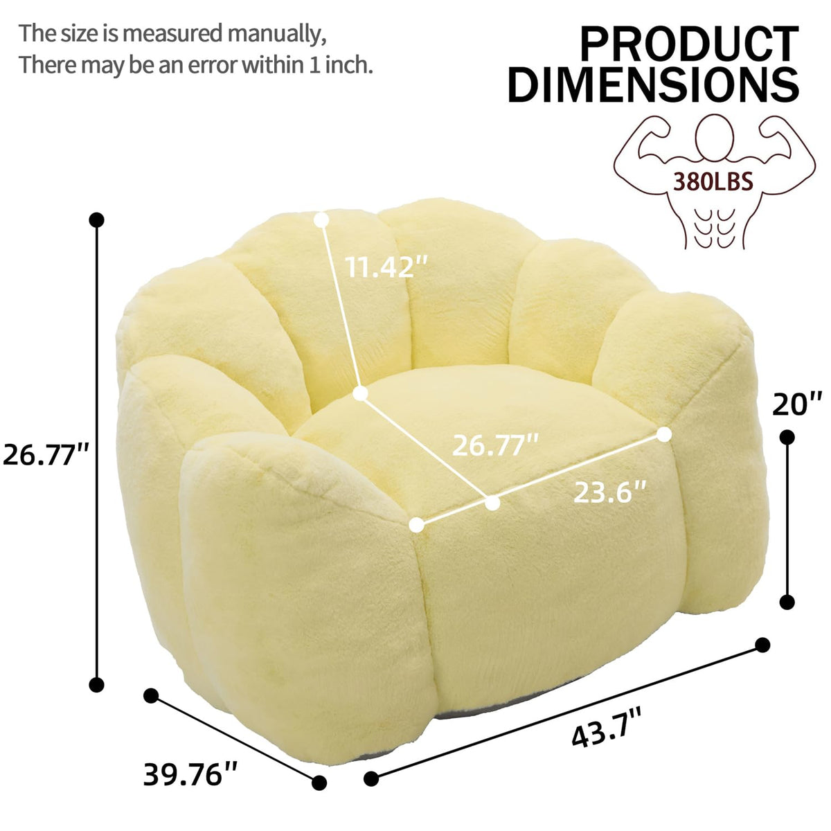 Faux Fur Bean Bag Sofa with Memory Foam V711030