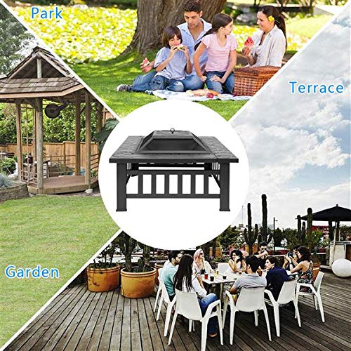 32-Inch Square Wood Burning Portable Metal Fire Pit N14122
