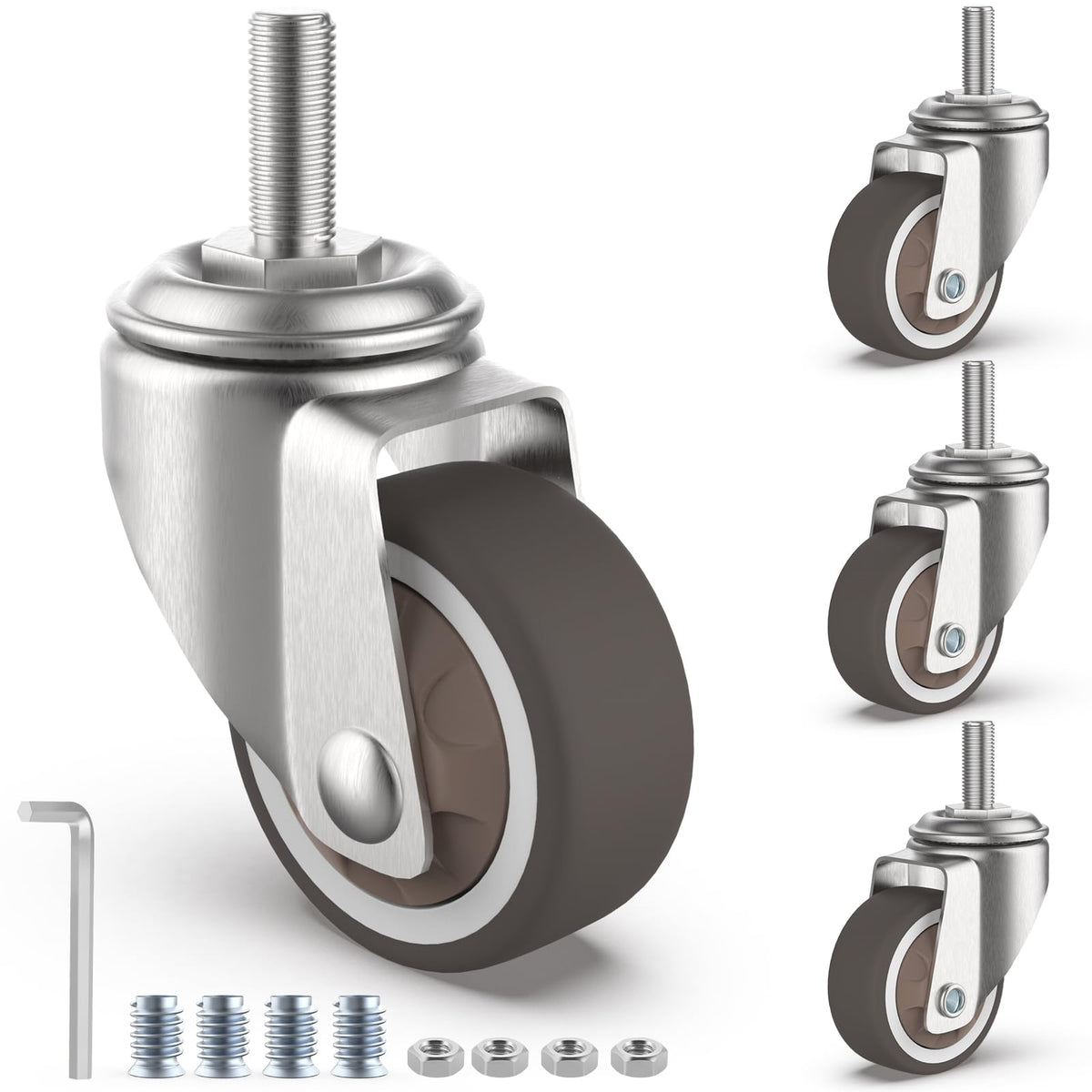 1.25" M6 Swivel Casters, 4 Pcs G600333
