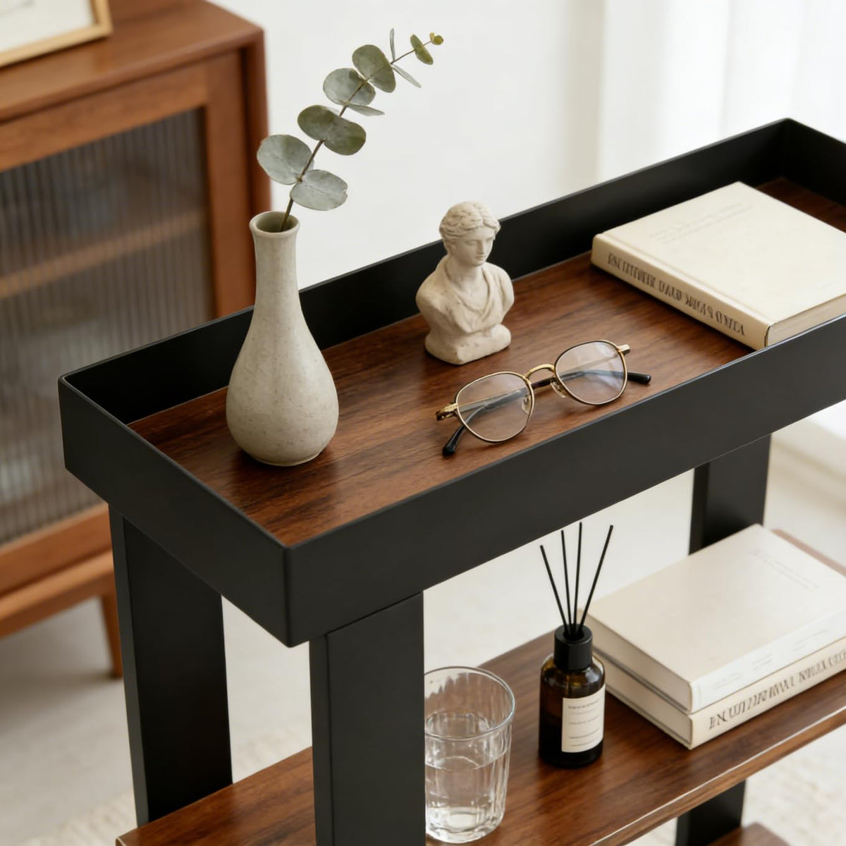 Rustic Brown 3-Tier Narrow Side Table X759