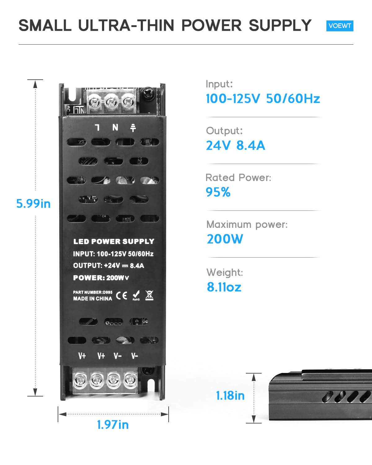 24V 200W Power Supply AC to DC Converter J161273