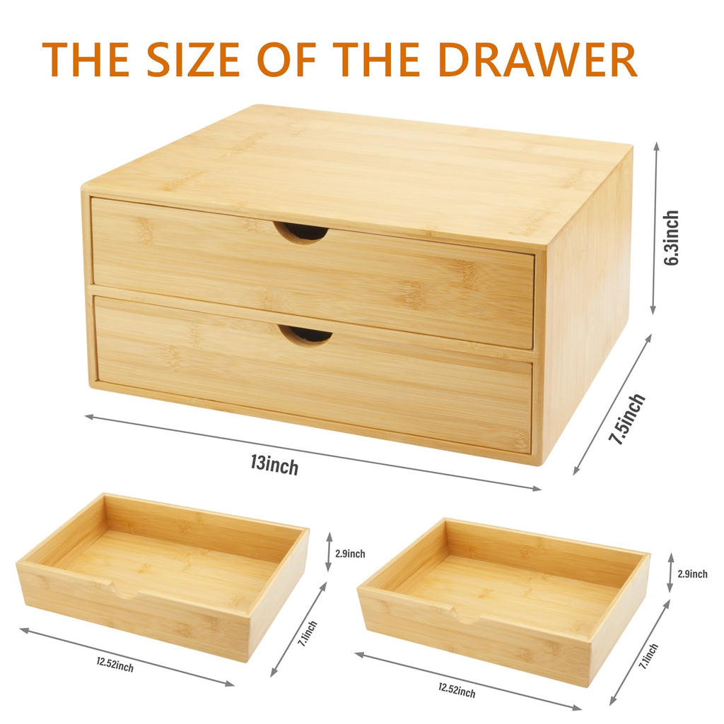 Bamboo Desk Organizer with Drawers I46097