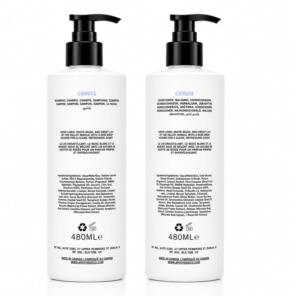 Plant-Based Shampoo and Conditioner Set with Aloe Chamomile Coconut and Jojoba Oils, 16.2 Fl Oz Each L2937