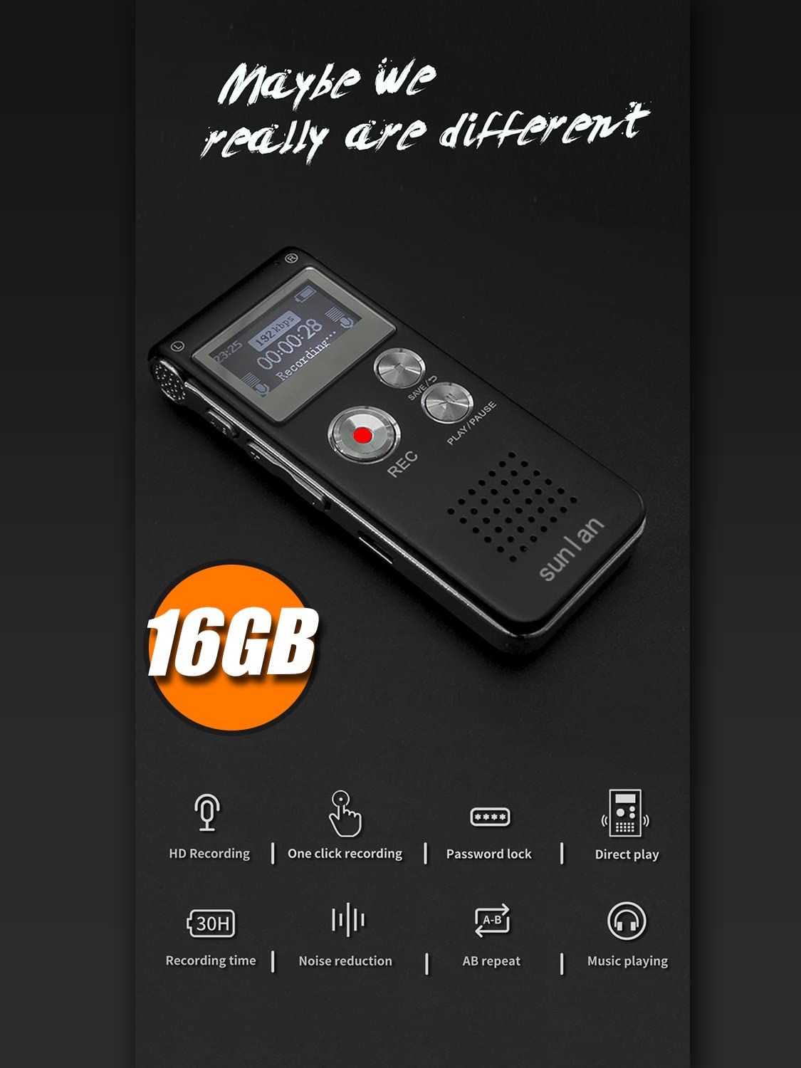 16GB Voice Recorder with Playback V905