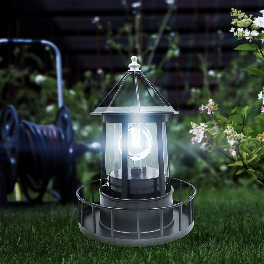 Black Wrought Iron Solar Lighthouse Y717