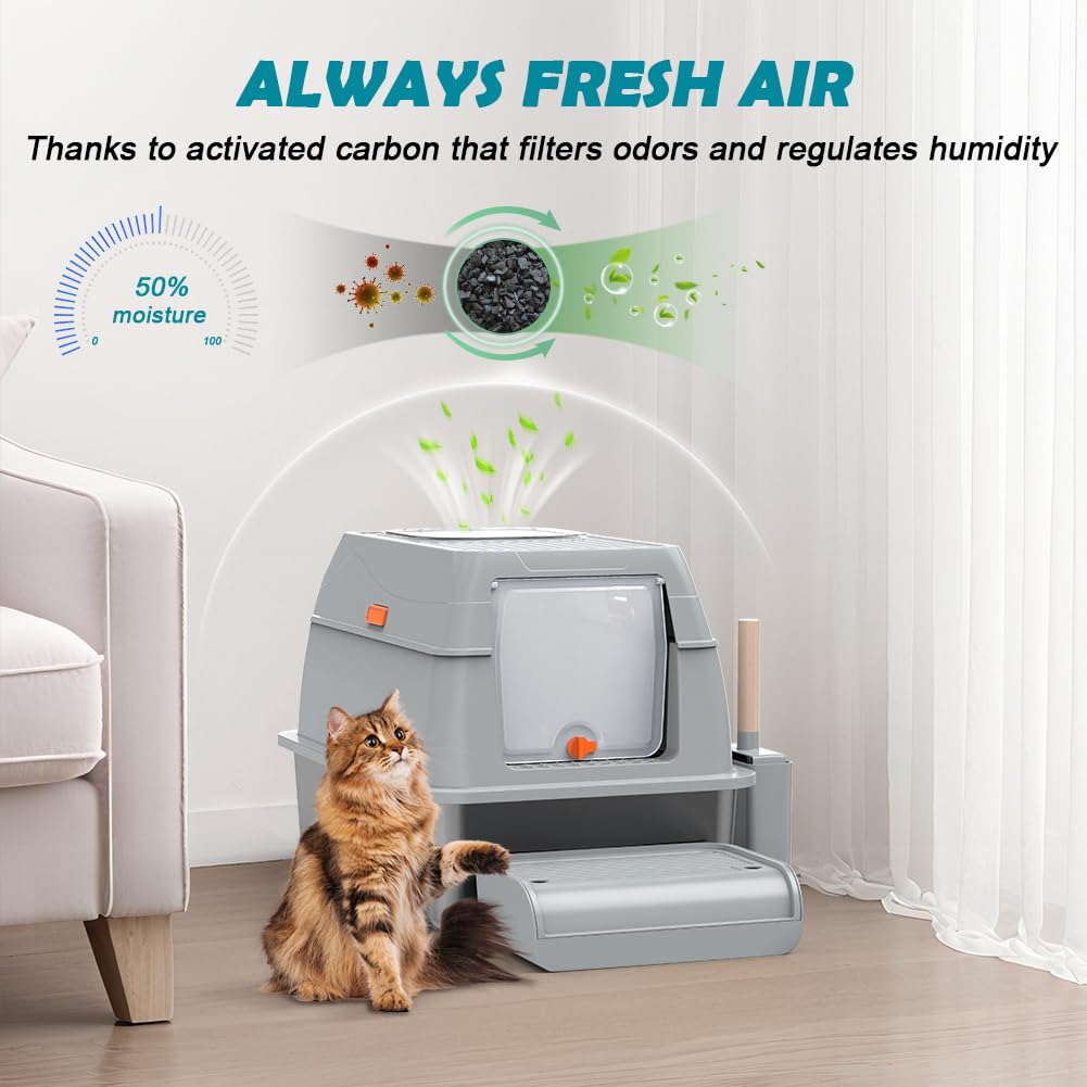 XL Stainless Steel Litter Box with Lid B19579