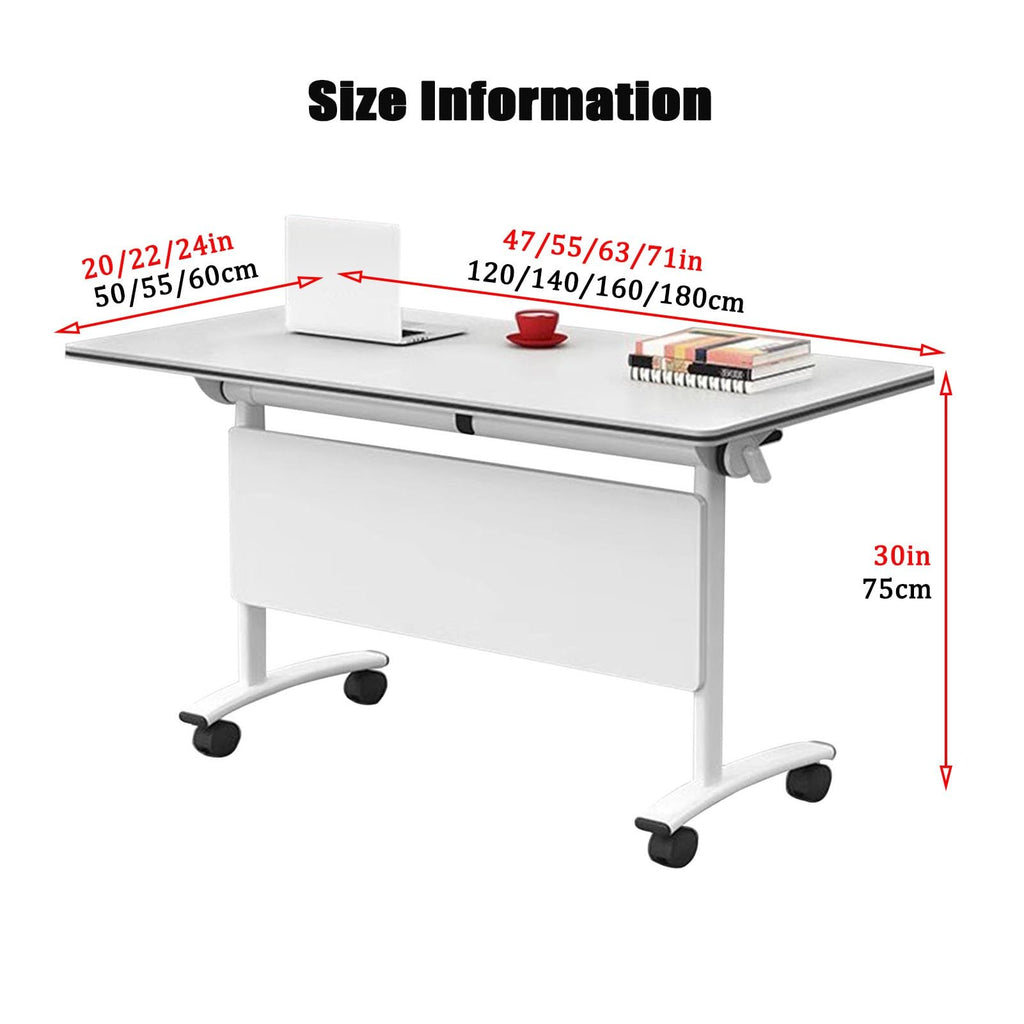 Folding Portable Conference Room Table with Metal Frame and Wheels O347173