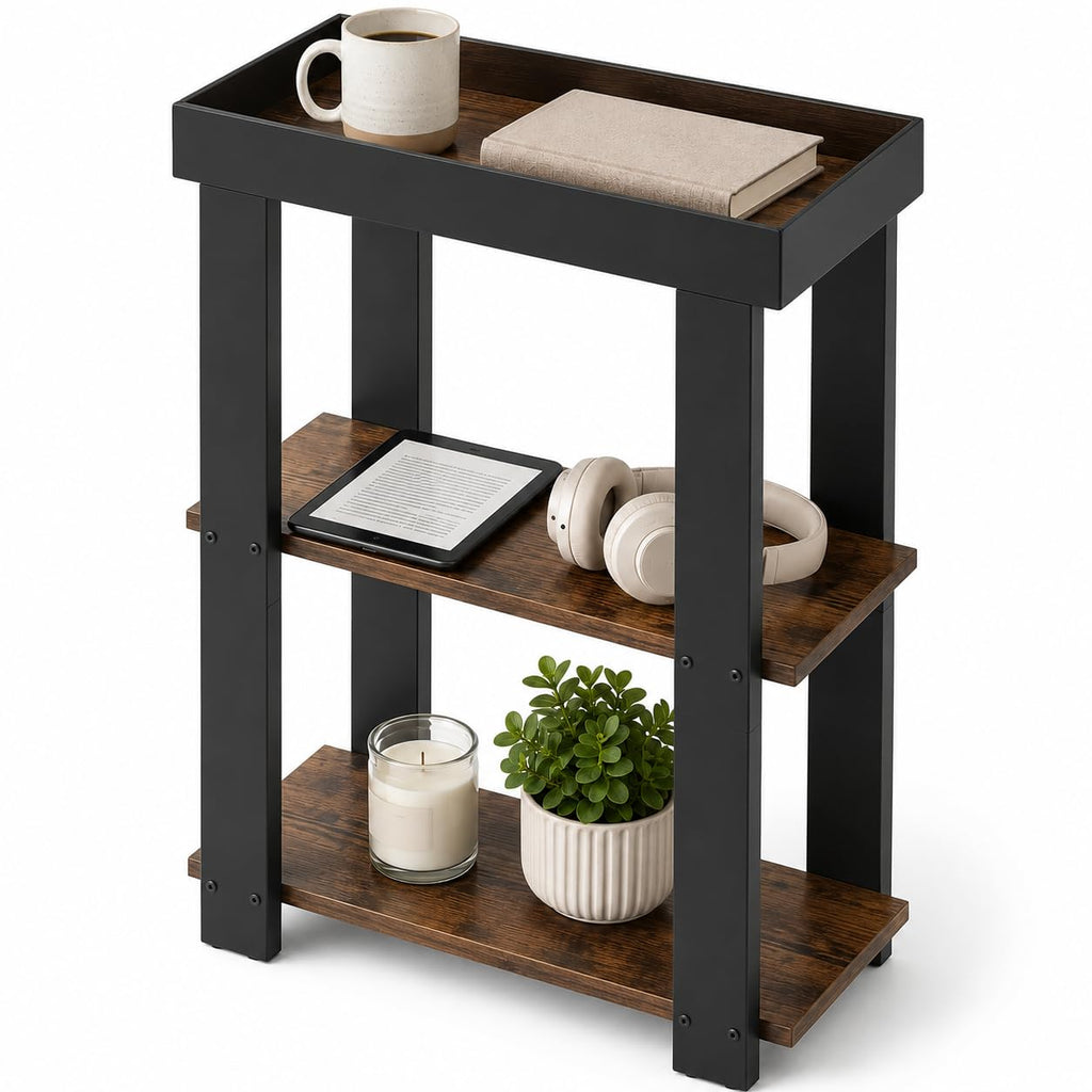Rustic Brown 3-Tier Narrow Side Table X759
