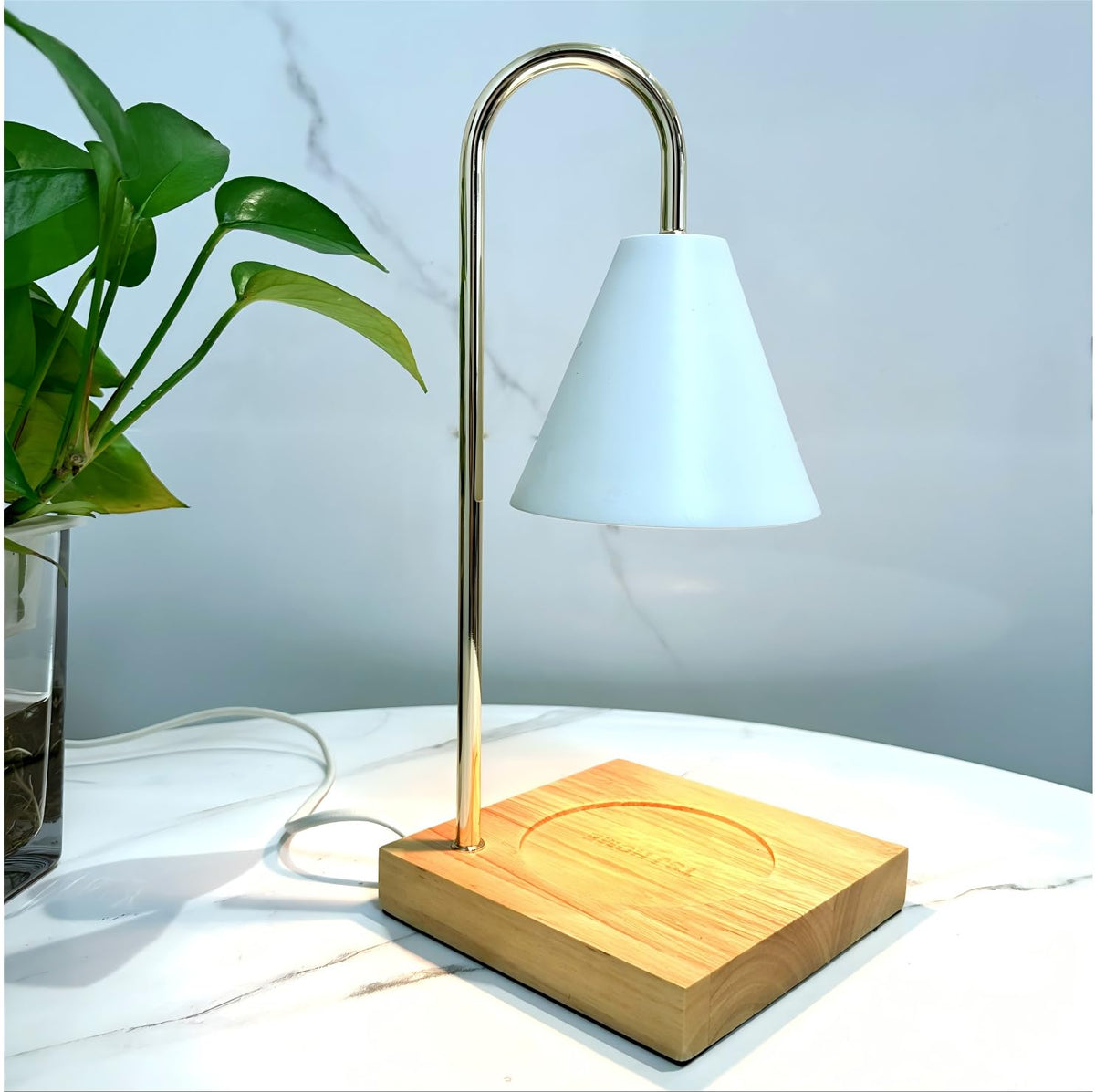Electric Candle Warmer Lamp with 2 Bulbs, Adjustable Height, Timer, Gold K6666