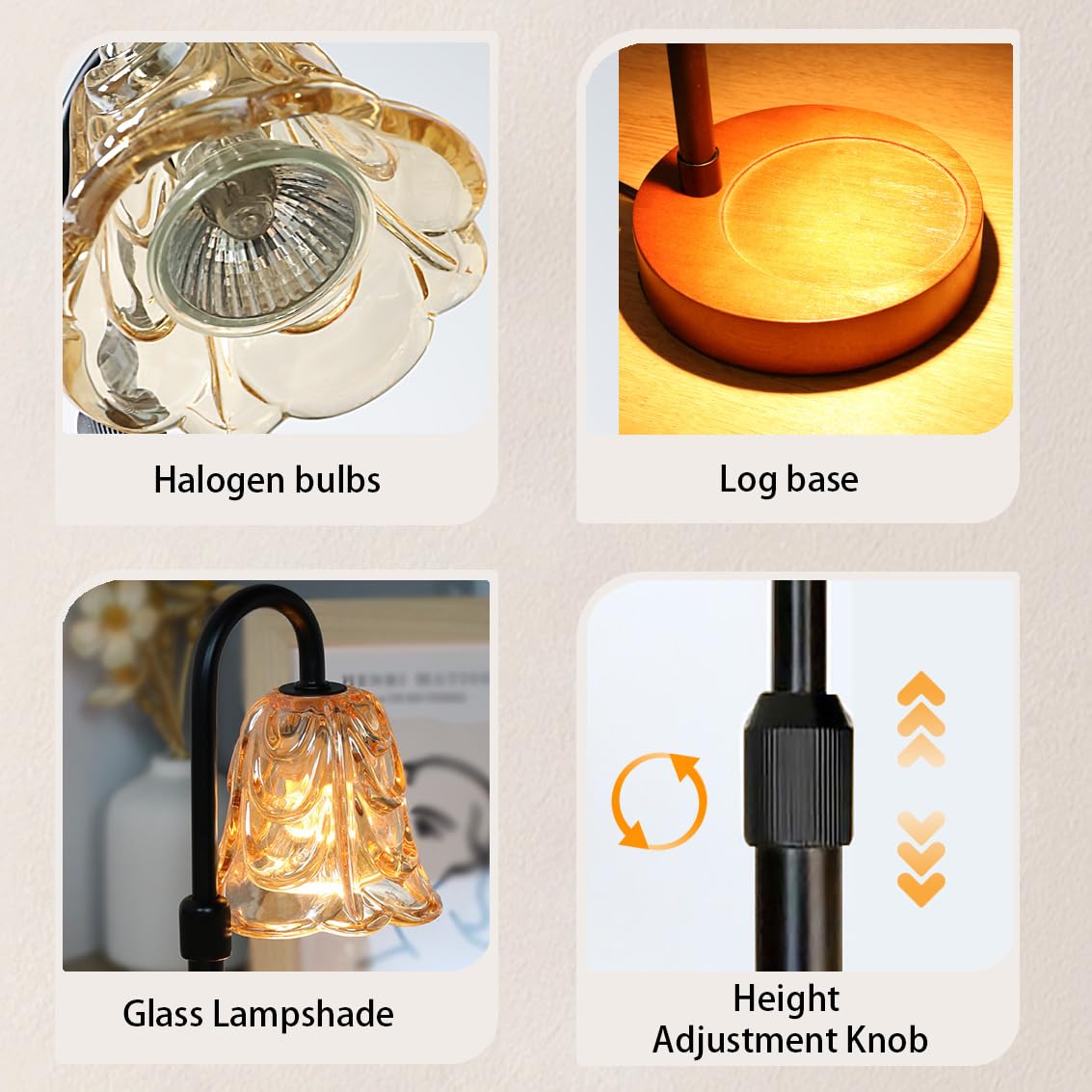 Candle Warmer Lamp with Timer Dimmer Adjustable Height Black F63259
