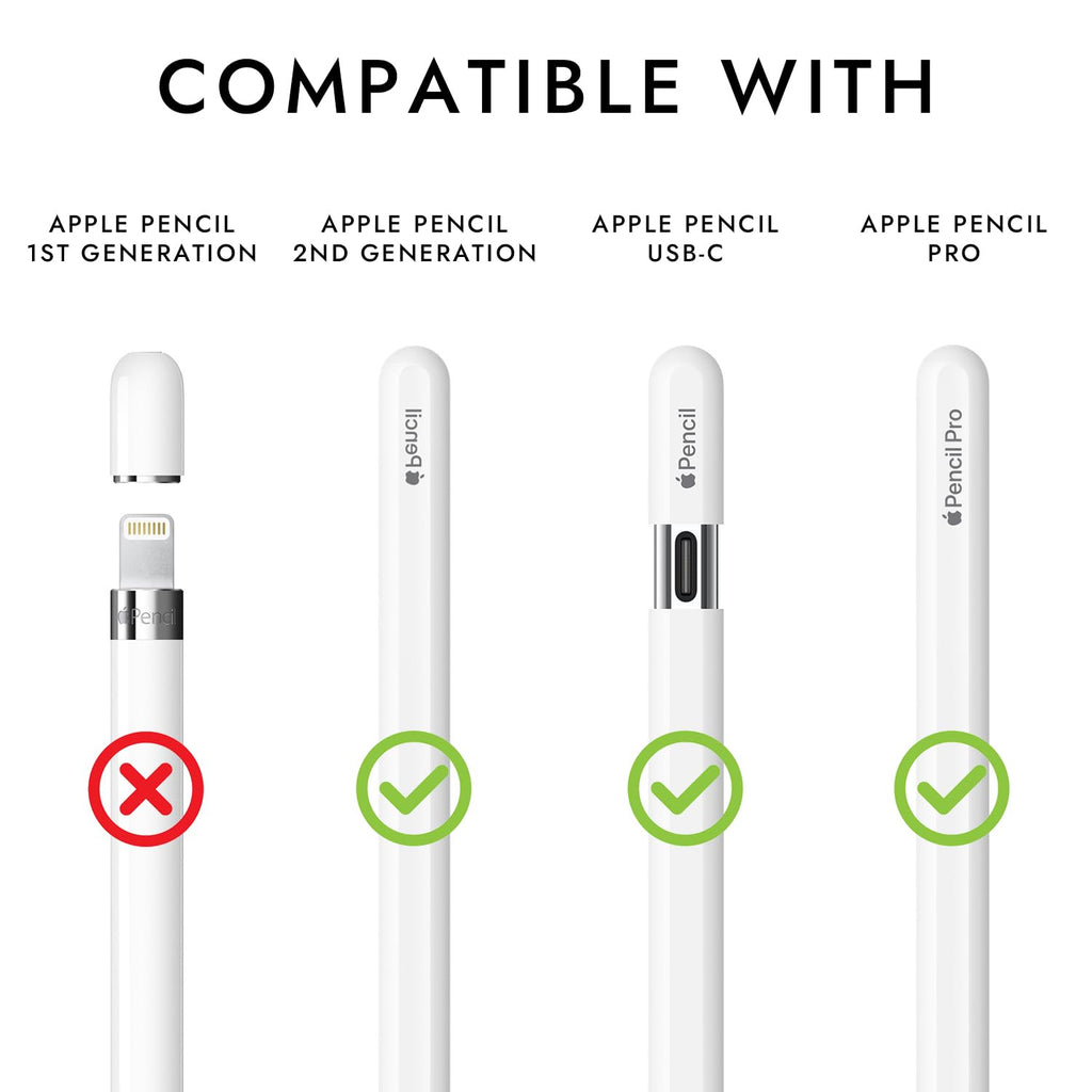 Silicone Grip Compatible with Apple Pencil 2nd Generation, USB-C & Pro (Purple/Pink/Yellow/Green) D498